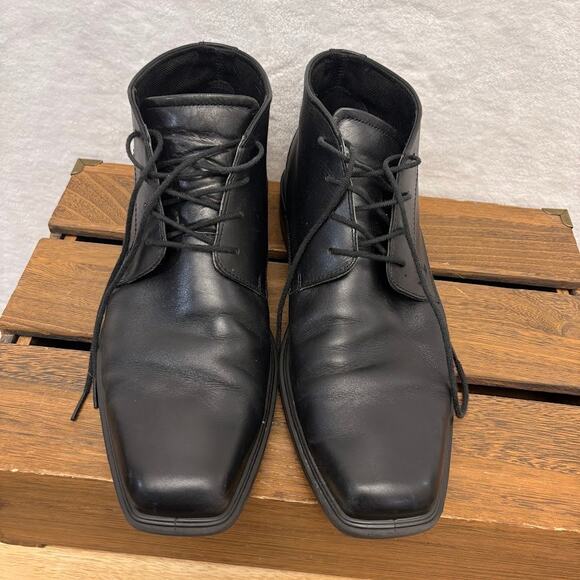 Ecco Men\'s Johannesburg Dress Boots Black Leather Lace Up Ankle Boots EU 45 main image 9